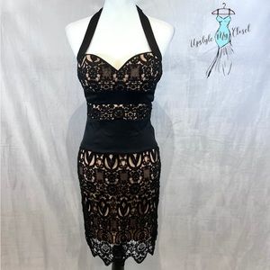 Bebe black and nude lace halter dress size small